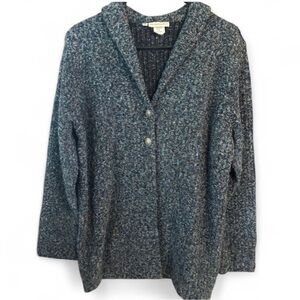 Monterey Bay Textured Knit Cardigan Sweater L USA Chunky Sweater Cardigan